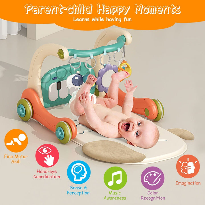 3-in-1 Baby Gym Playmat with Learning Walker for 0-12 Months Old Image 10