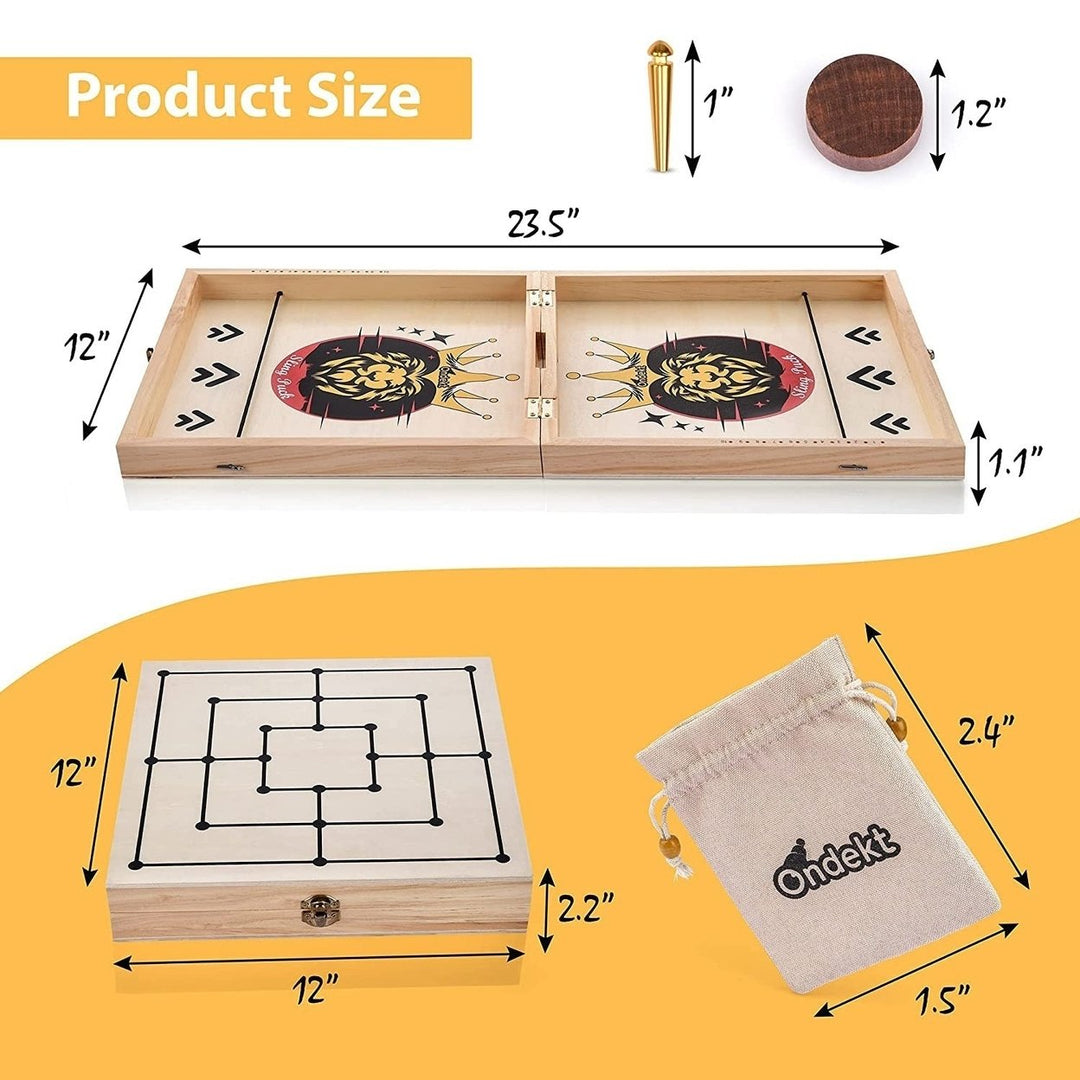 3-in-1 Foldable Wooden Fast Sling Puck Game Image 3