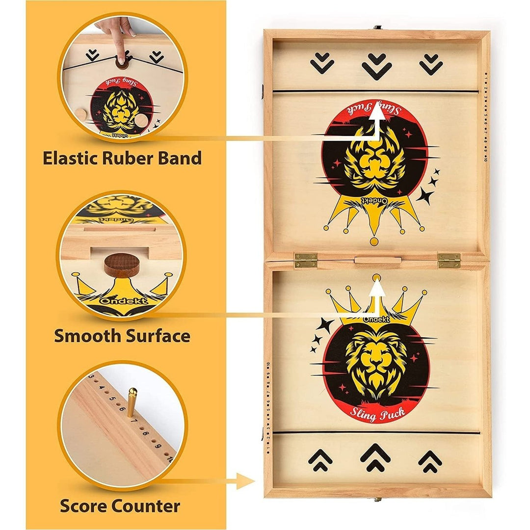 3-in-1 Foldable Wooden Fast Sling Puck Game Image 4