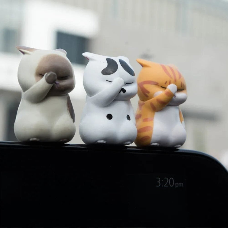 3-Pack: Cute Cat Figurines Miniature Cartoon Animal Decor Image 1