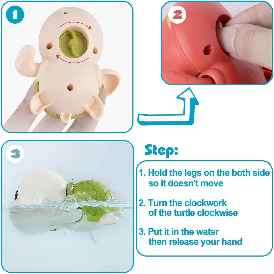 3-Pack: Cute Swimming Turtle Bath Toys Image 4