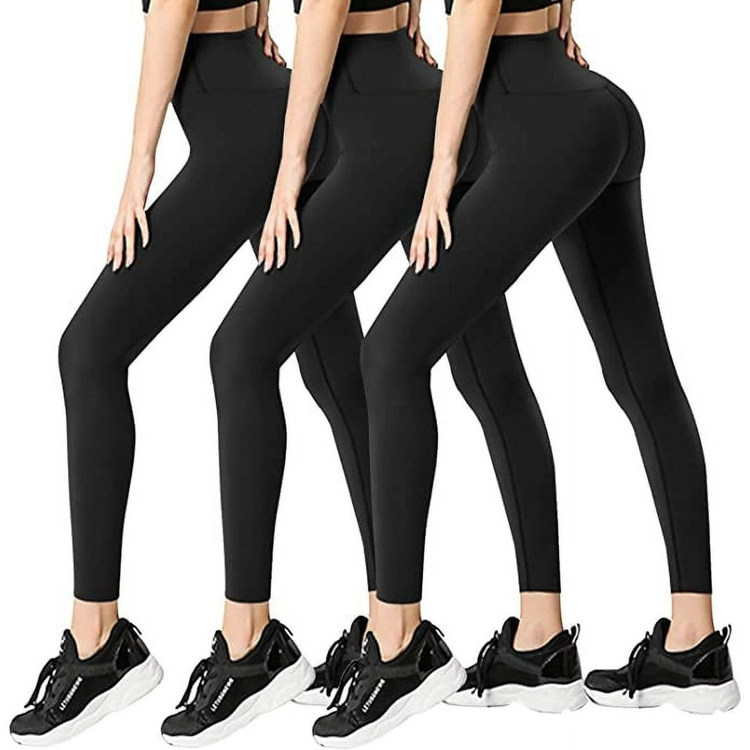 3-Pack: FULLSOFT Non See Through-Workout High Waisted Tummy Control L/XL Leggings for Women Image 1