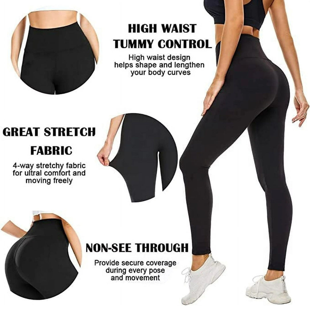 3-Pack: FULLSOFT Non See Through-Workout High Waisted Tummy Control L/XL Leggings for Women Image 2