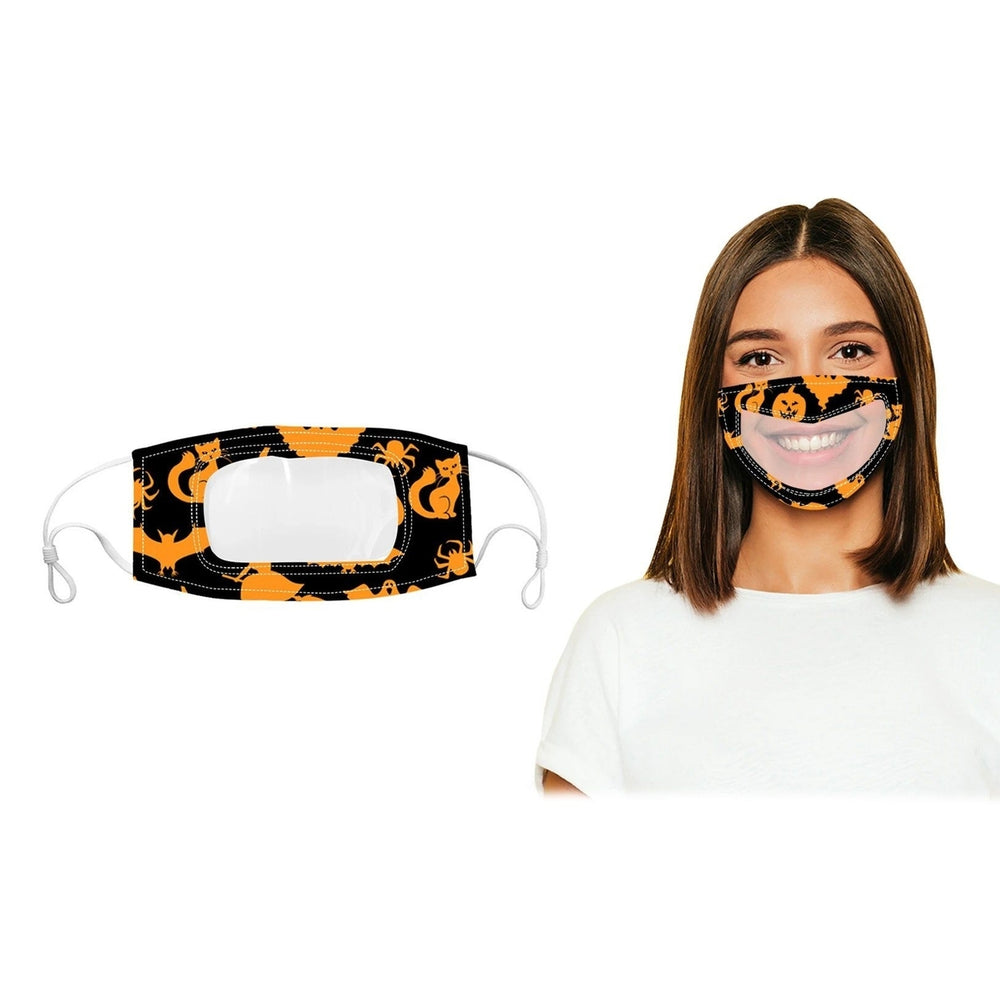 3-Pack: Halloween Edition Smile Communicator Clear Mouth Face Mask Image 2