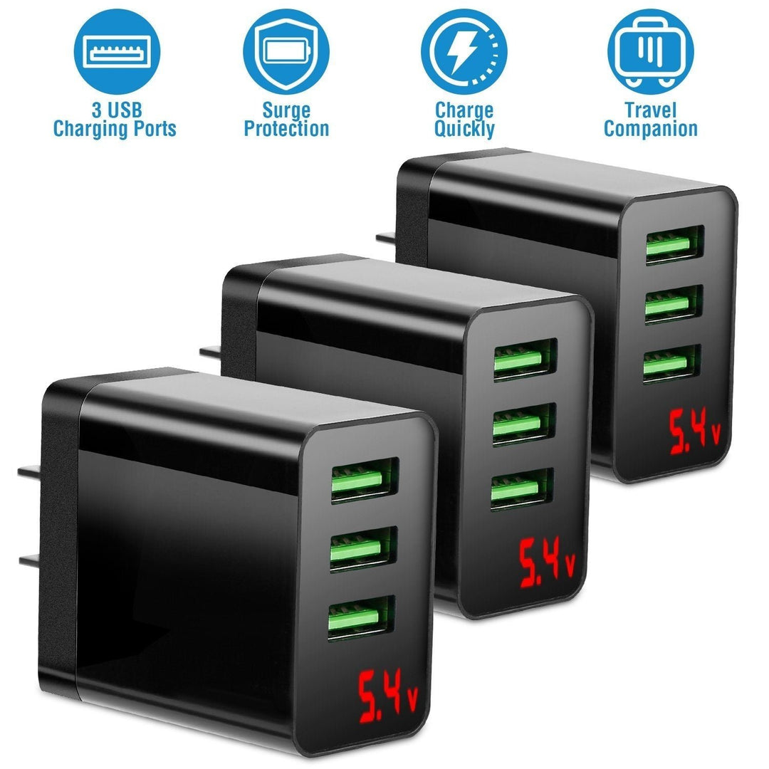 3-Pack: 3-Port USB Hub Charger Wall Power Charging Plug Adapter Image 4