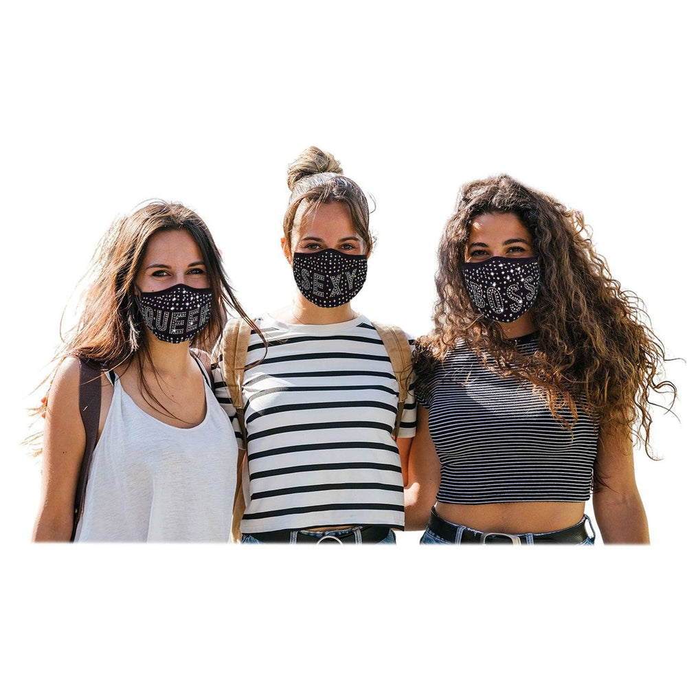 3-Pack: All the Blings Rhinestone Cotton Face Mask Image 2