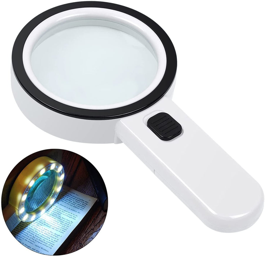 30X Handheld Large Magnifying Glass 12 LED Illuminated Lighted Magnifier Image 1