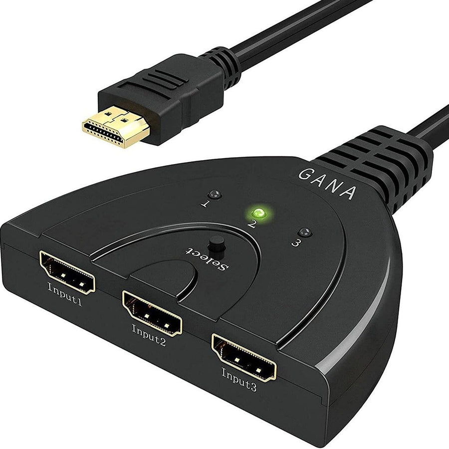 3-Port HDMI Switcher Splitter Supports Full HD1080p 3D with High Speed Pigtail Cable Image 1