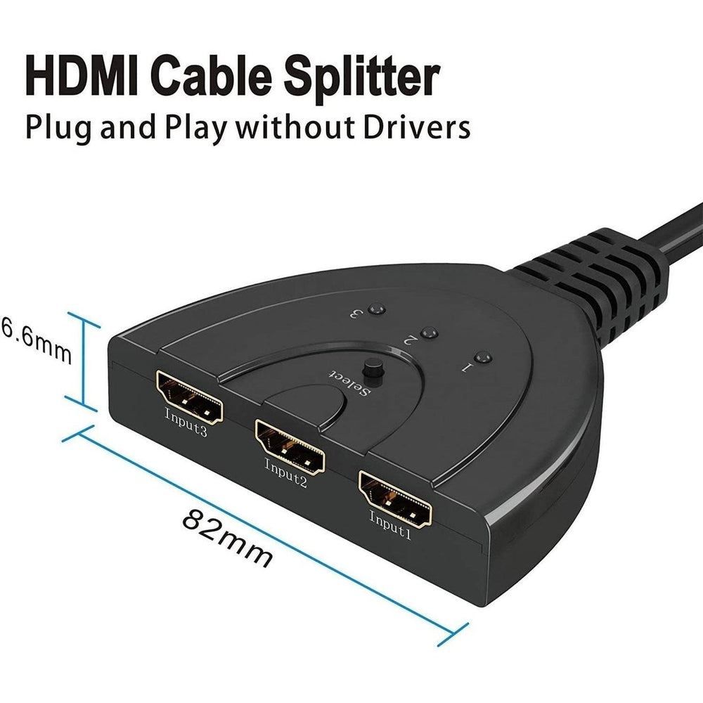 3-Port HDMI Switcher Splitter Supports Full HD1080p 3D with High Speed Pigtail Cable Image 2