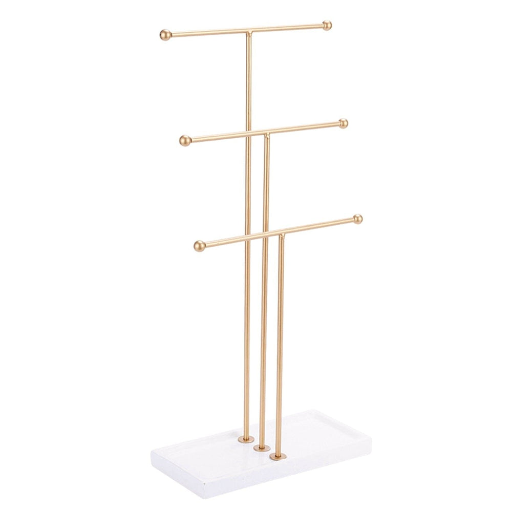 3-Tier Gold Metal Tabletop Jewelry Tree Stand Image 2