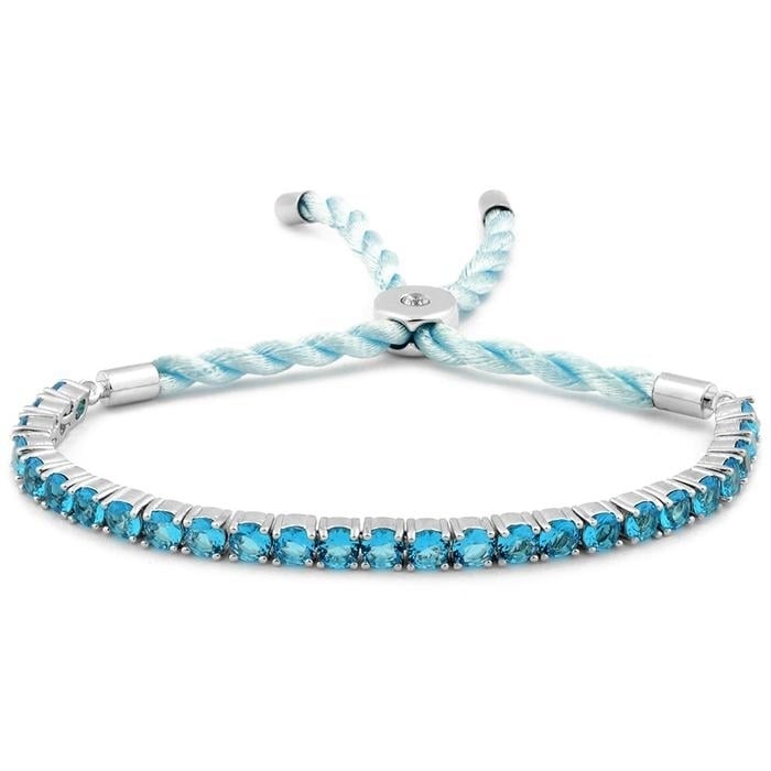 3.55 CTTW Created Aquamarine Cord Adjustable Bracelet Image 1