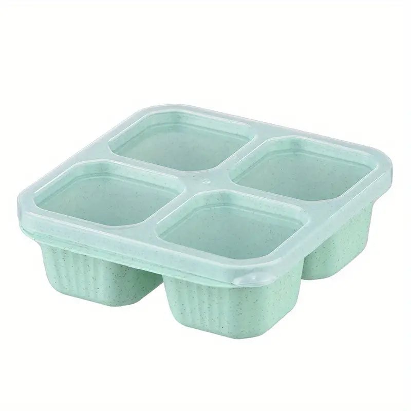 4-Pack: Snack Container With 4 Compartments Divided Bento Lunch Box With Transparent Lids Image 2