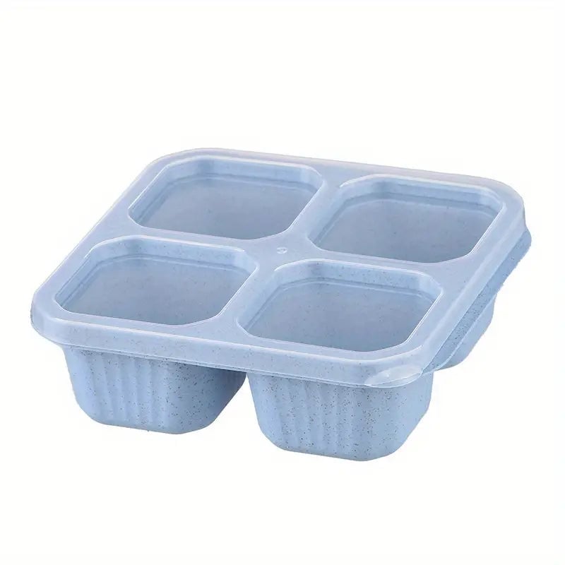 4-Pack: Snack Container With 4 Compartments Divided Bento Lunch Box With Transparent Lids Image 3