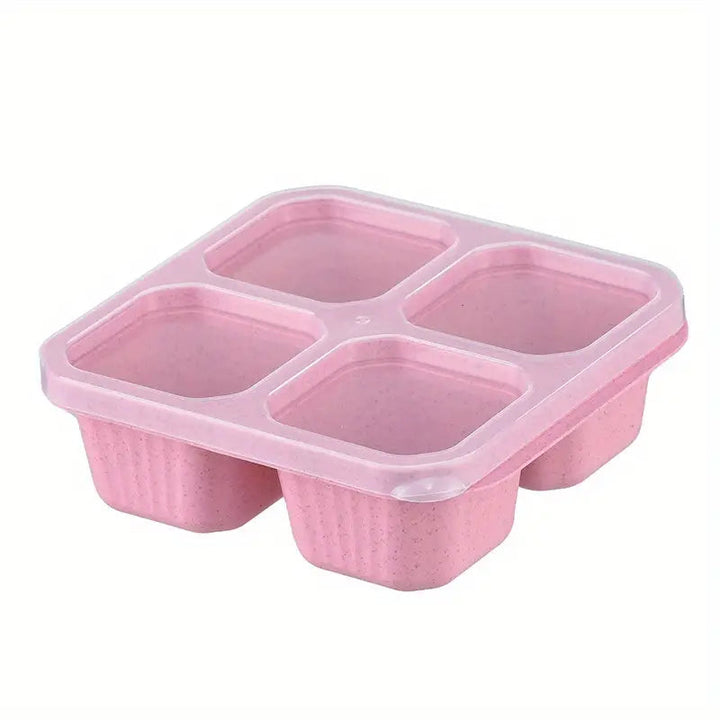 4-Pack: Snack Container With 4 Compartments Divided Bento Lunch Box With Transparent Lids Image 4