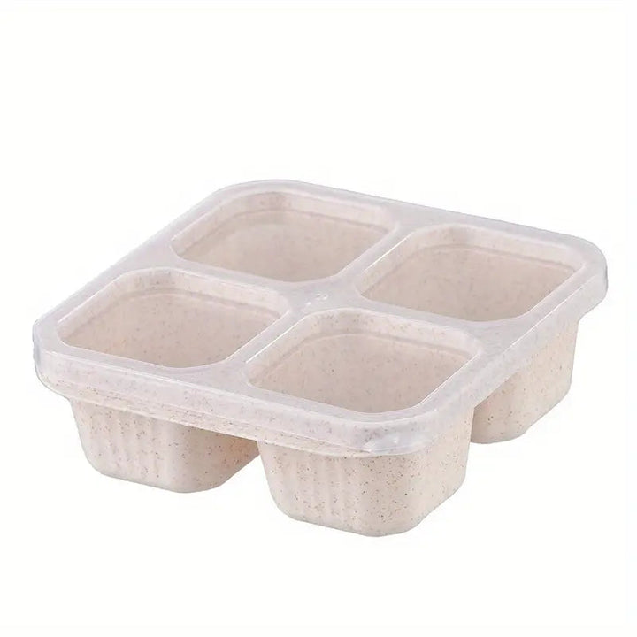 4-Pack: Snack Container With 4 Compartments Divided Bento Lunch Box With Transparent Lids Image 4