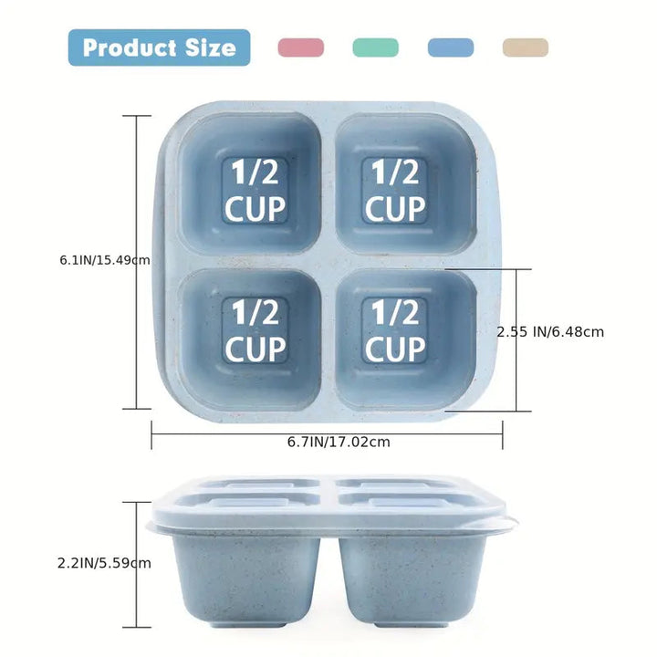 4-Pack: Snack Container With 4 Compartments Divided Bento Lunch Box With Transparent Lids Image 10