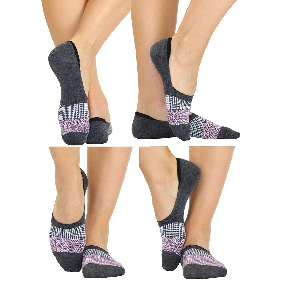 4-Pack: ToBeInStyle Womens Patterned No Show Socks with Heel Grip Image 4