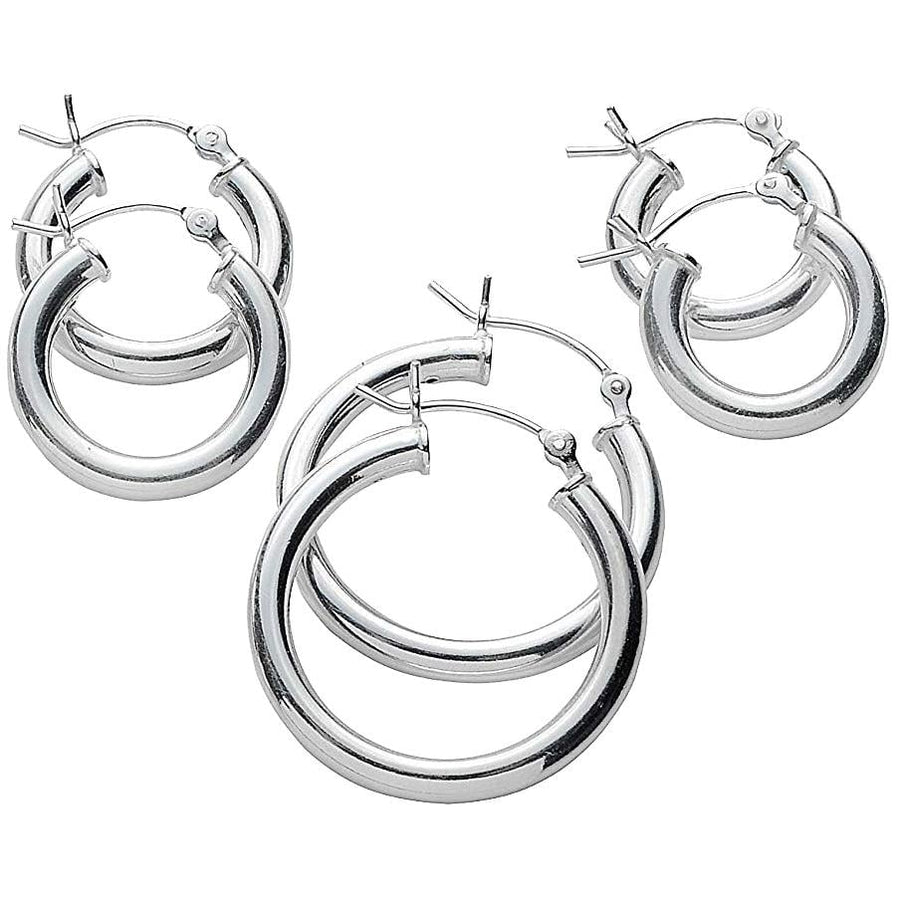 3-Pack: Sterling Silver Hoop Earrings Image 1