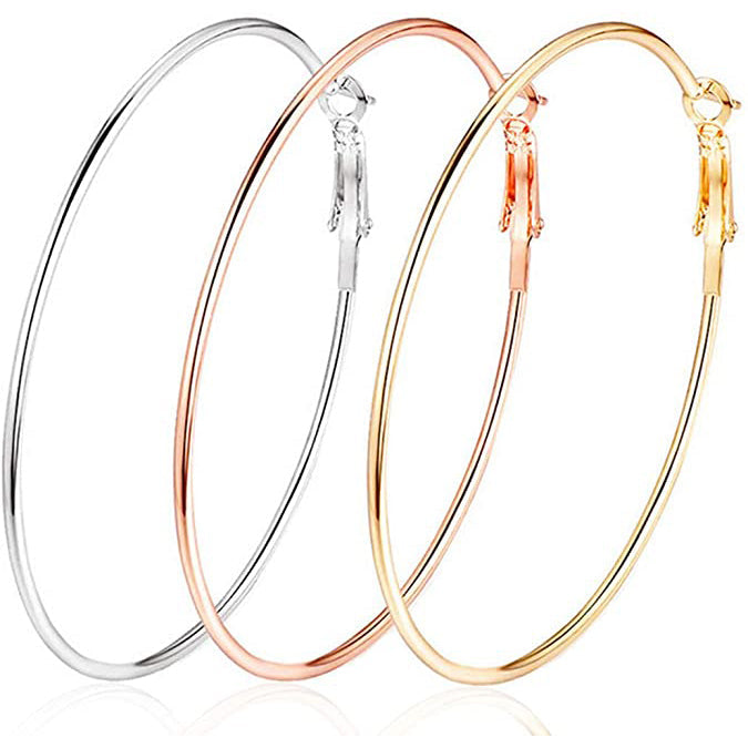 3-Pairs: Big Hoop Earrings Image 1