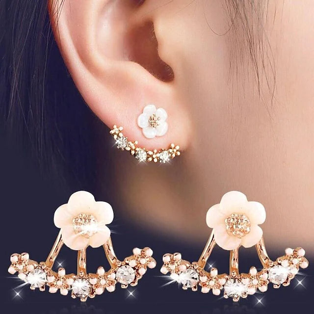 3-Pairs: Womens Crystal Flower Daisy Earrings Image 1