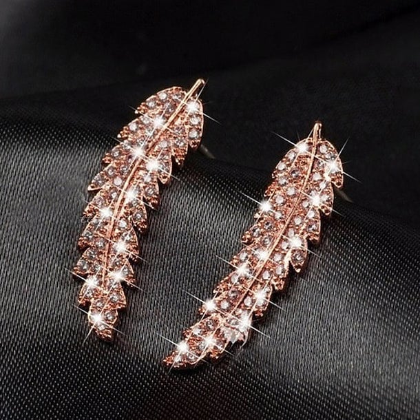 3-Pairs: Zircon Gold and Silver Leaf Stud Earrings Image 1