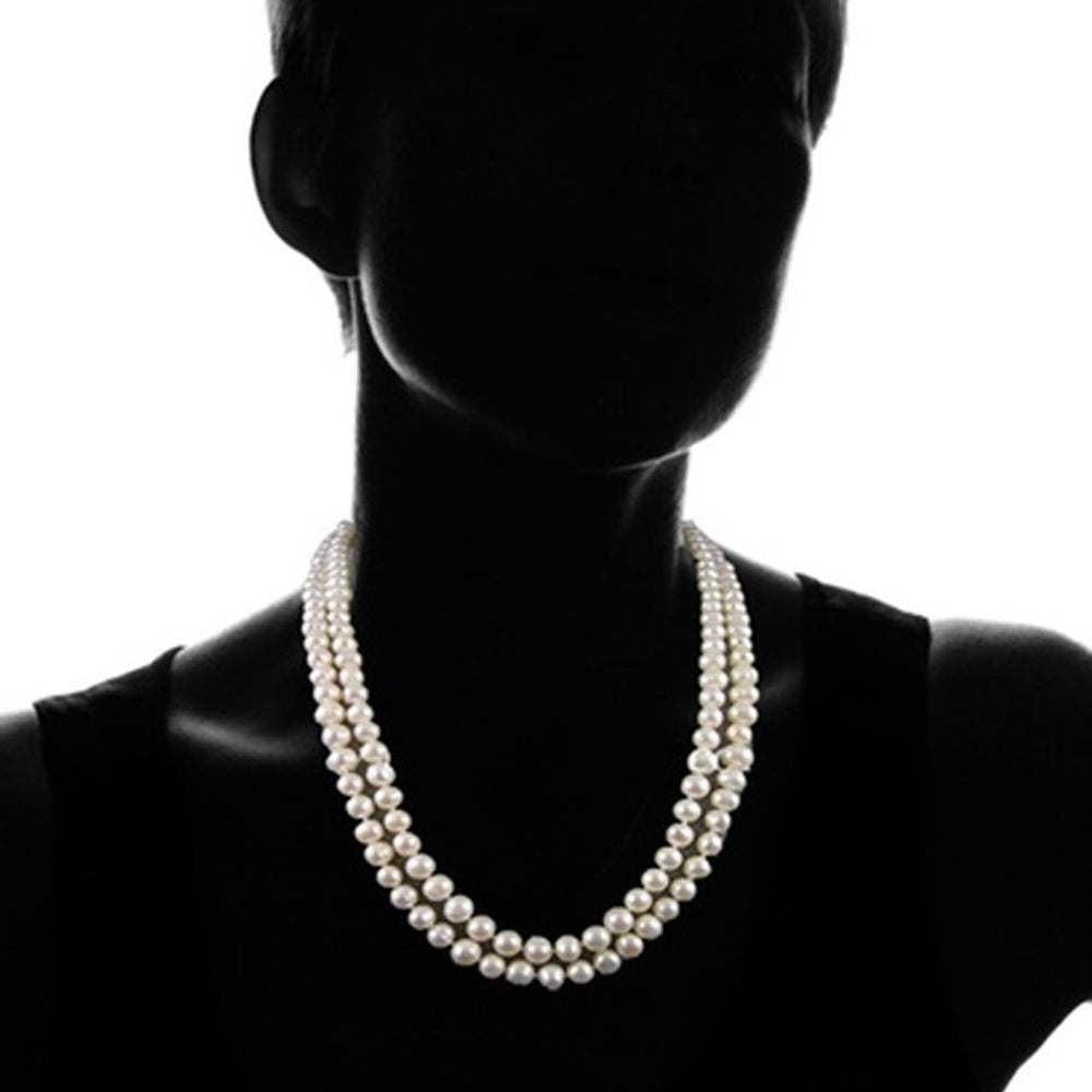 3-Piece Set: 36" White Freshwater Pearl Endless Necklace and Earrings Set Image 2