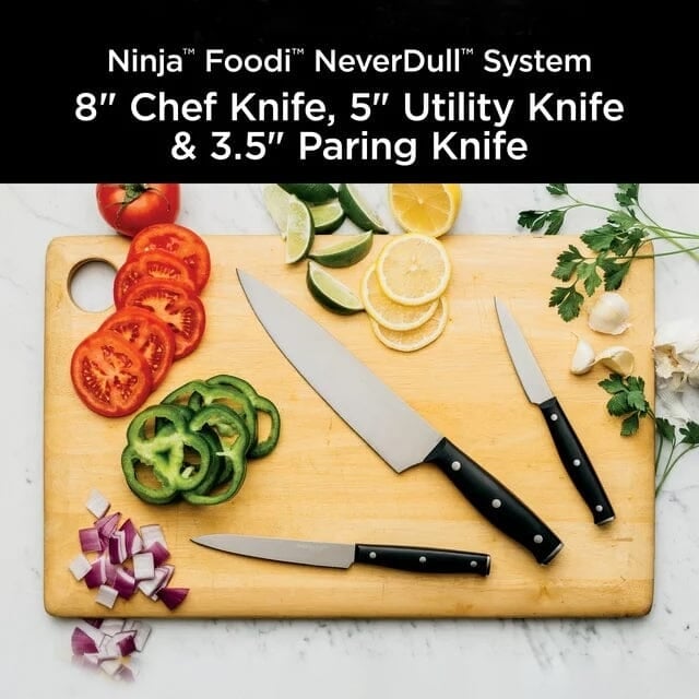 3-Piece Set: Ninja Foodi Never Dull Essential with Chef Utility and Paring Knives Image 2