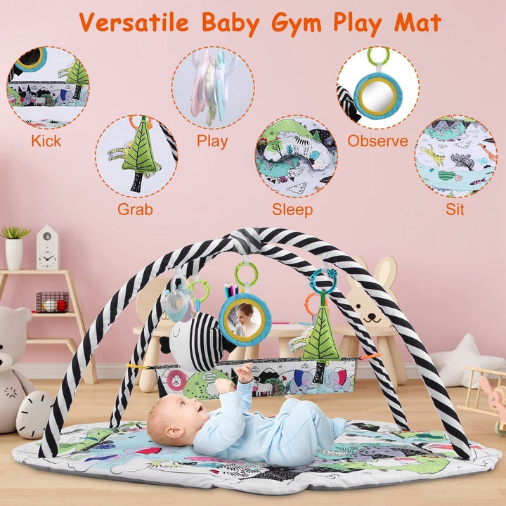 4-in-1 Baby Gym Play Mat Ball Pit with Pillow 18 Balls 9 Toys for 0-3 Years Old Image 8