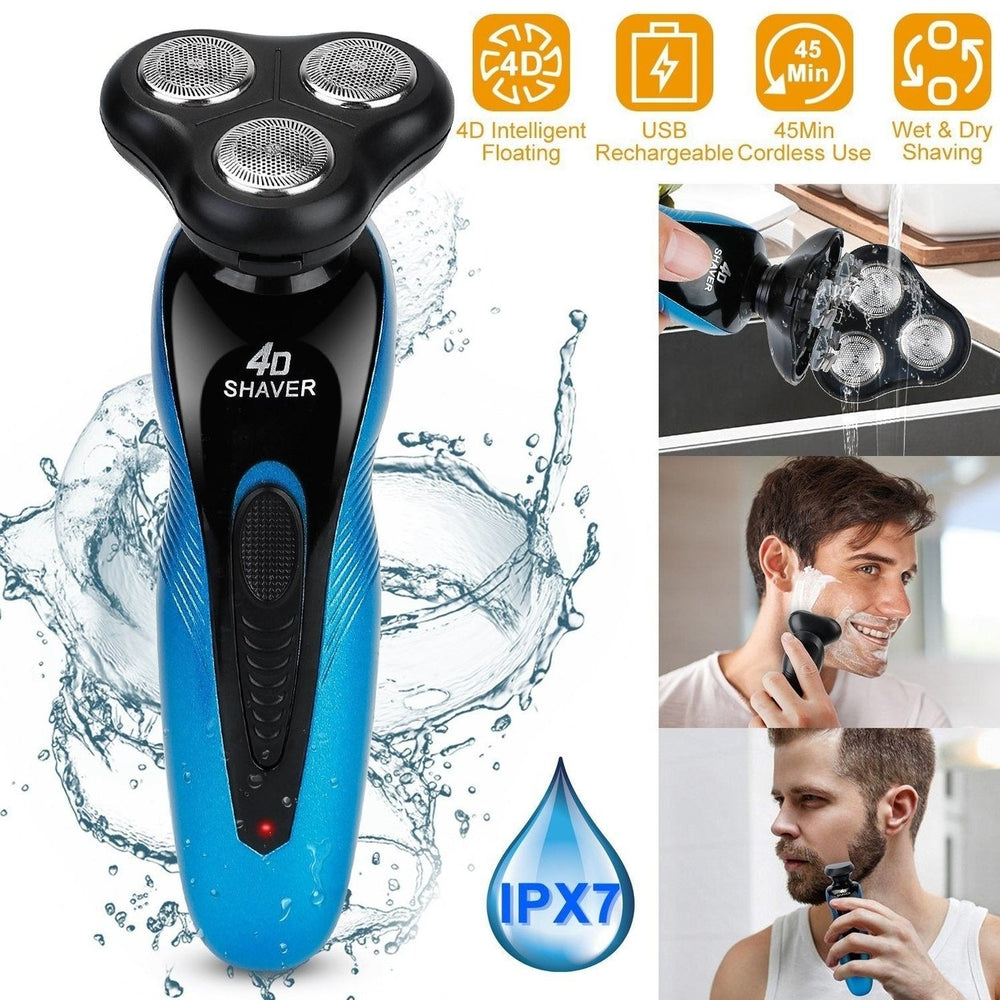 4-in-1 IPX7 Waterproof Beard Trimmer Cordless Razor for Men Image 2