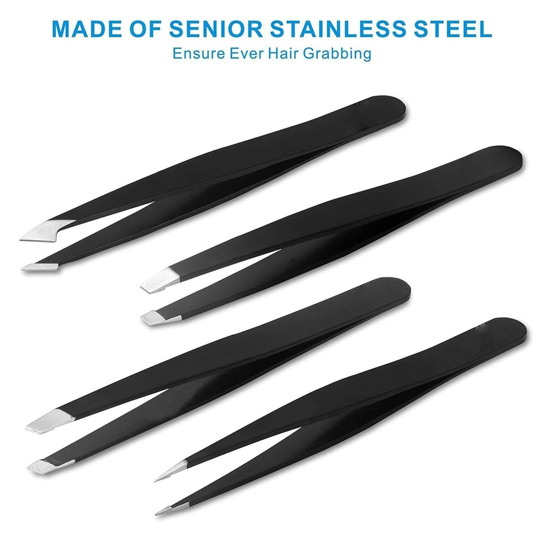 4-in-1 Professional Stainless Steel Tweezers for Eyebrows Image 4