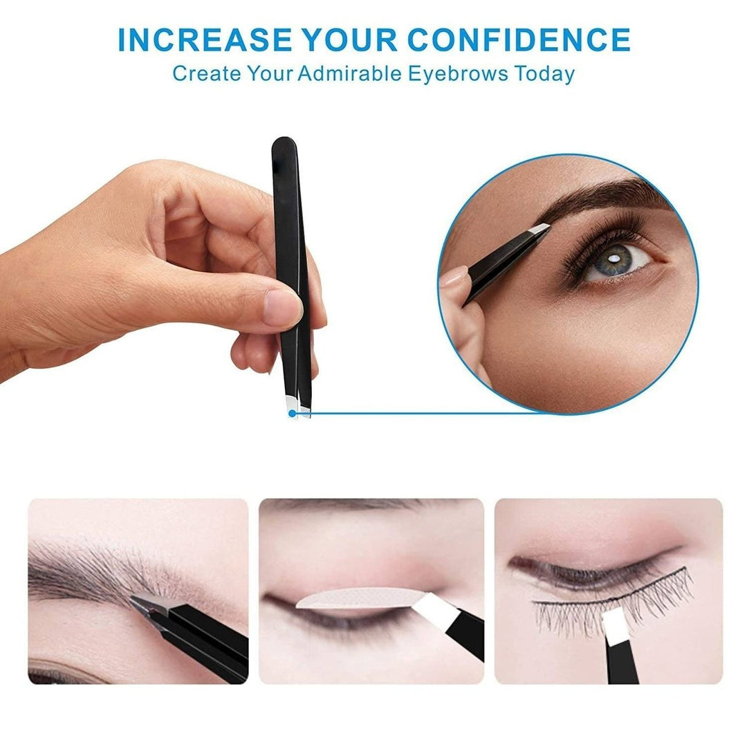 4-in-1 Professional Stainless Steel Tweezers for Eyebrows Image 4