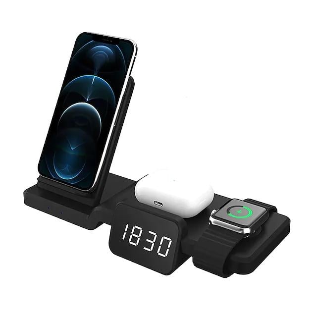 4-in-1 Wireless Charger with LED Digital Clock Image 1