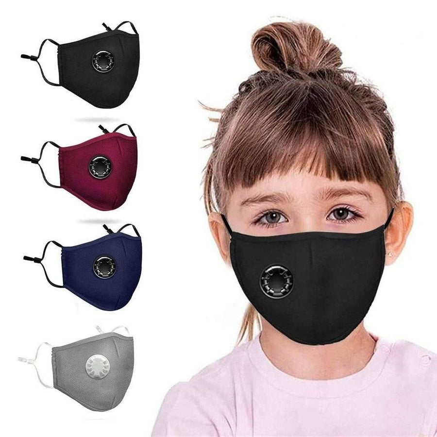 4-Pack: Childrens Seamless Reusable Washable Face Mask Bandanas with Breathing Valve Image 1