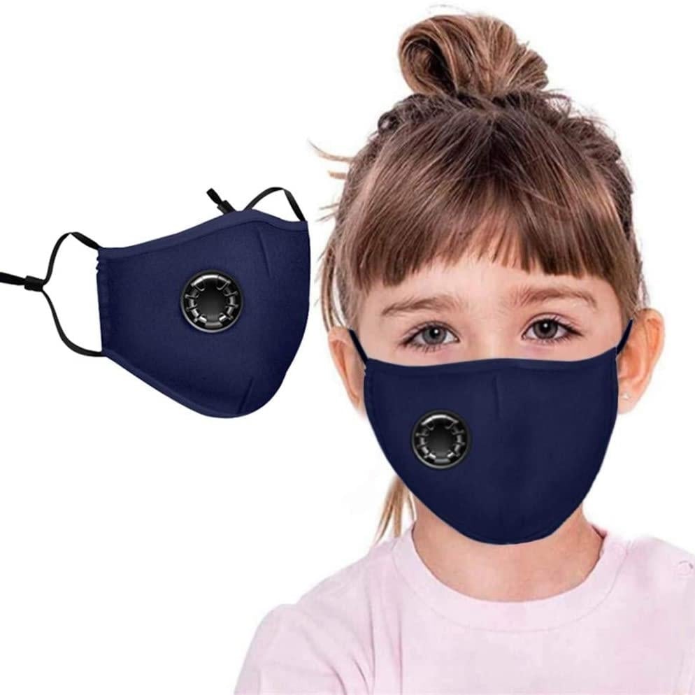 4-Pack: Childrens Seamless Reusable Washable Face Mask Bandanas with Breathing Valve Image 2