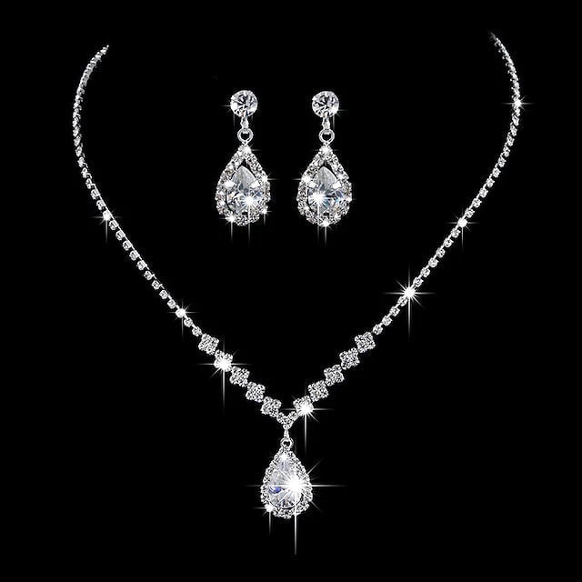 3-Piece: Womens Diamond Necklace Earrings Set Image 1