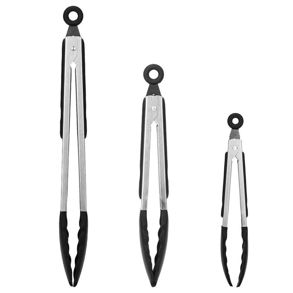 3-Pieces: Kitchen Tongs Stainless Steel with Silicon Image 2