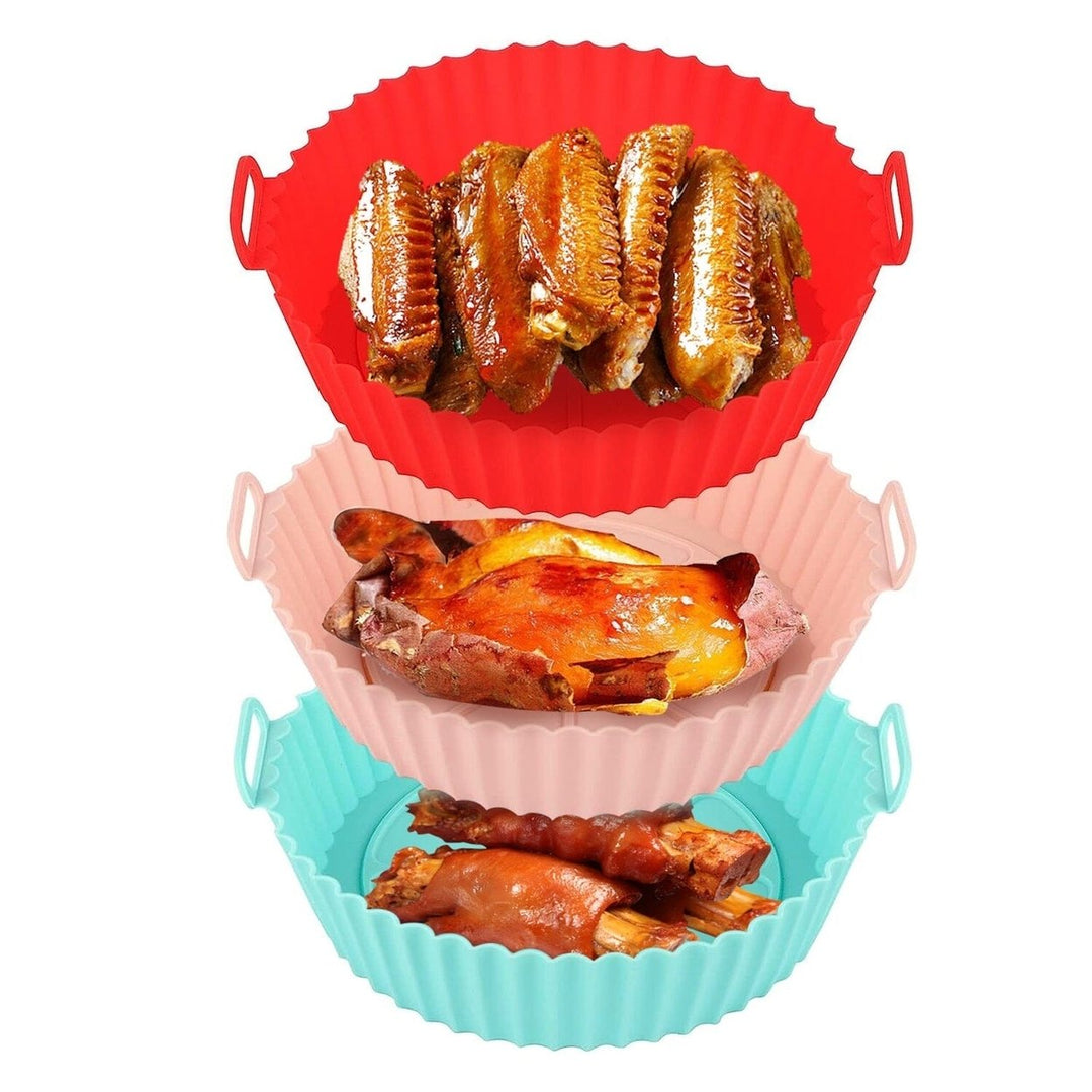 3-Pieces: Reusable Foldable Air Fryer Silicone Pot for 4+ Quart Air Fryer Oven Image 3