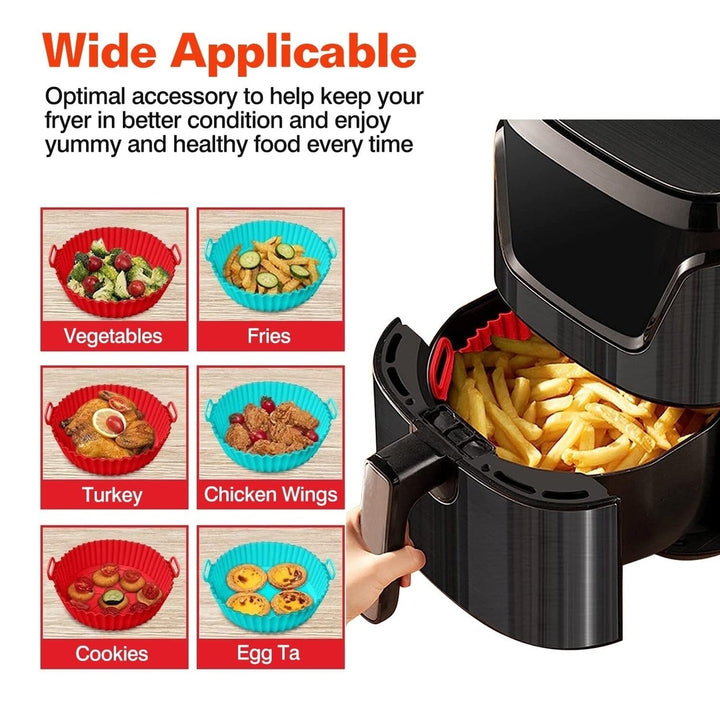 3-Pieces: Reusable Foldable Air Fryer Silicone Pot for 4+ Quart Air Fryer Oven Image 4