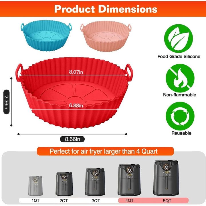 3-Pieces: Reusable Foldable Air Fryer Silicone Pot for 4+ Quart Air Fryer Oven Image 4