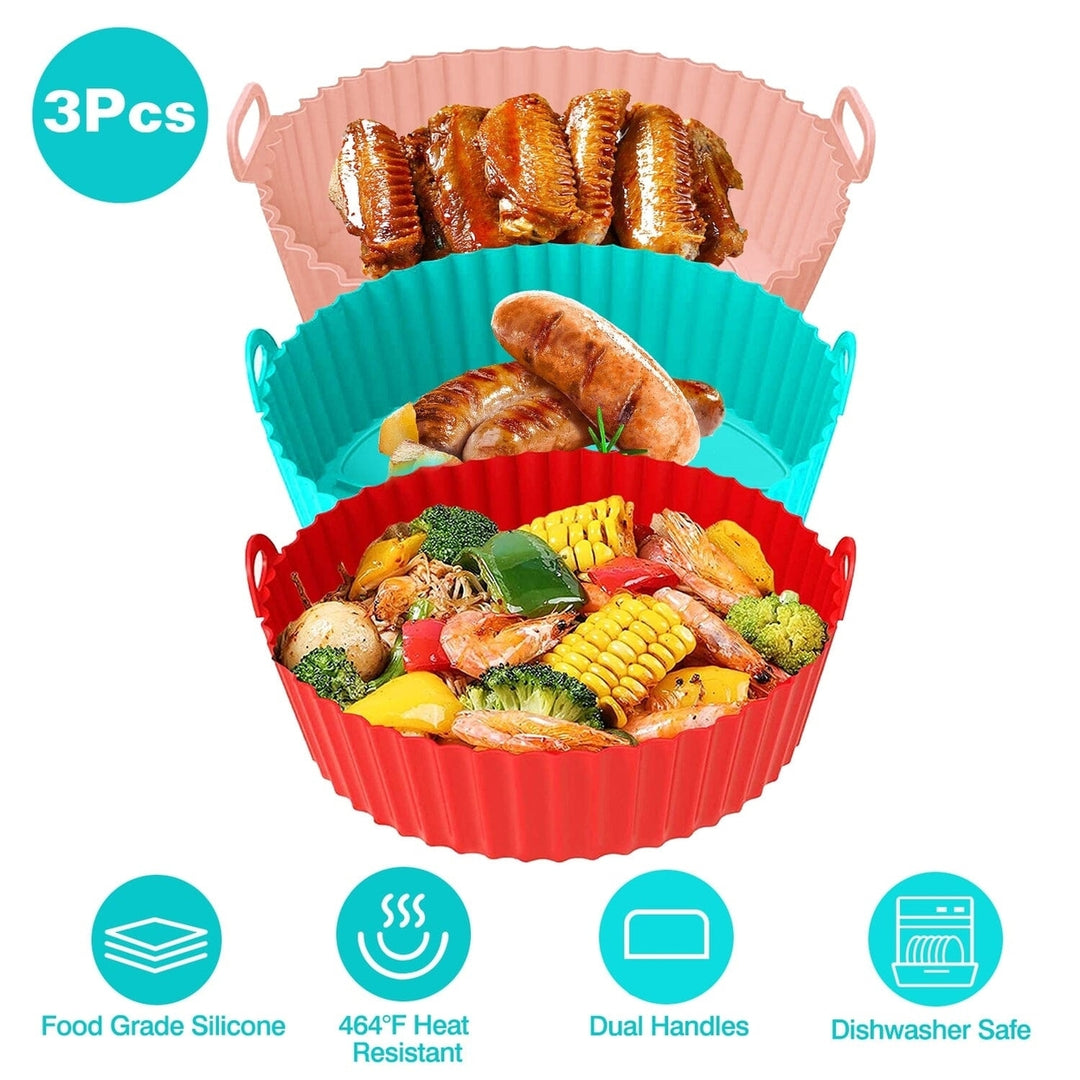 3-Pieces: Reusable Foldable Air Fryer Silicone Pot for 4+ Quart Air Fryer Oven Image 6