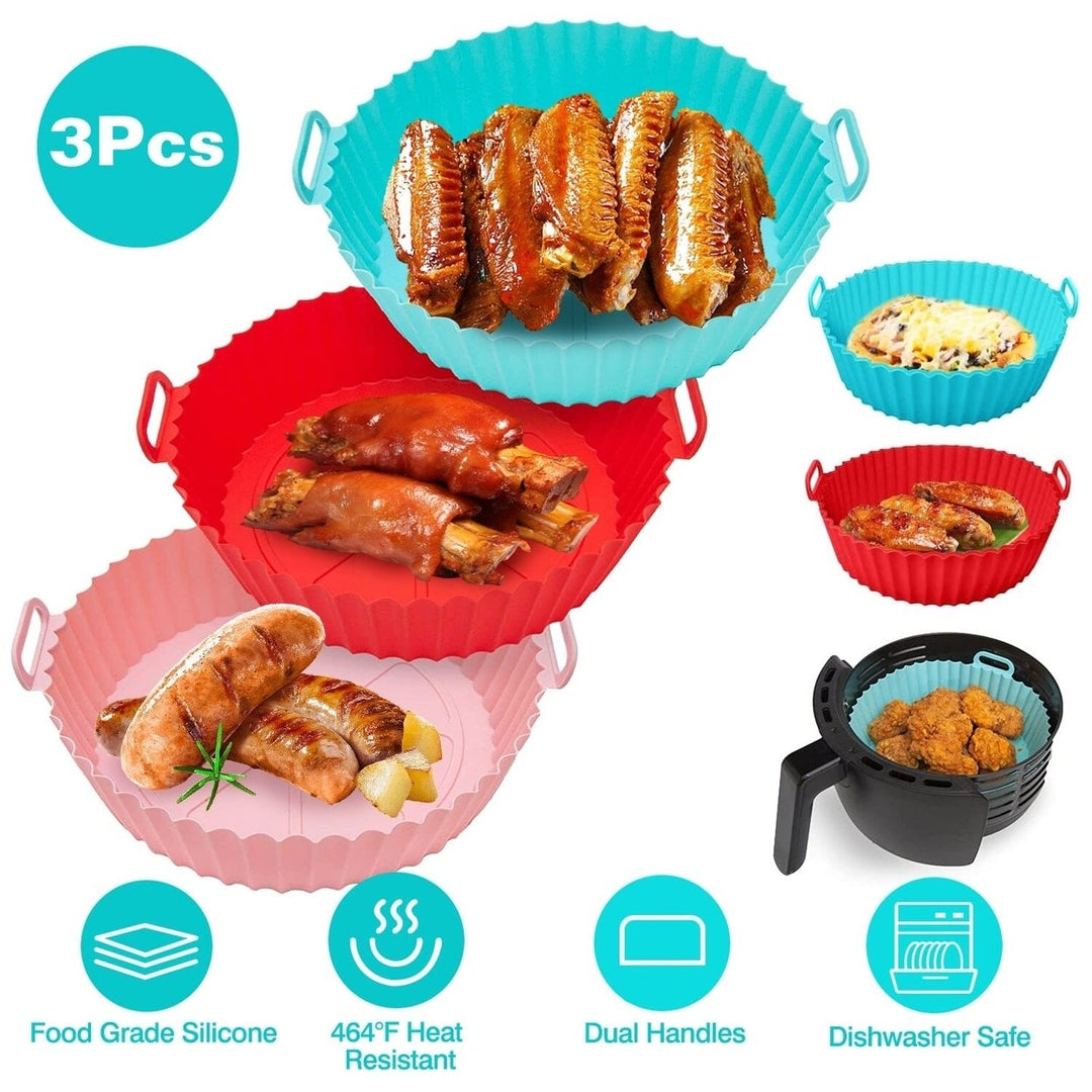 3-Pieces: Reusable Foldable Air Fryer Silicone Pot for 4+ Quart Air Fryer Oven Image 7