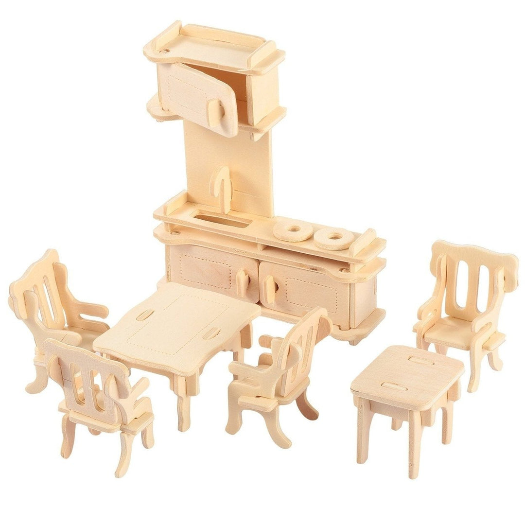 3D Wooden Dollhouse Furniture Puzzles Image 1