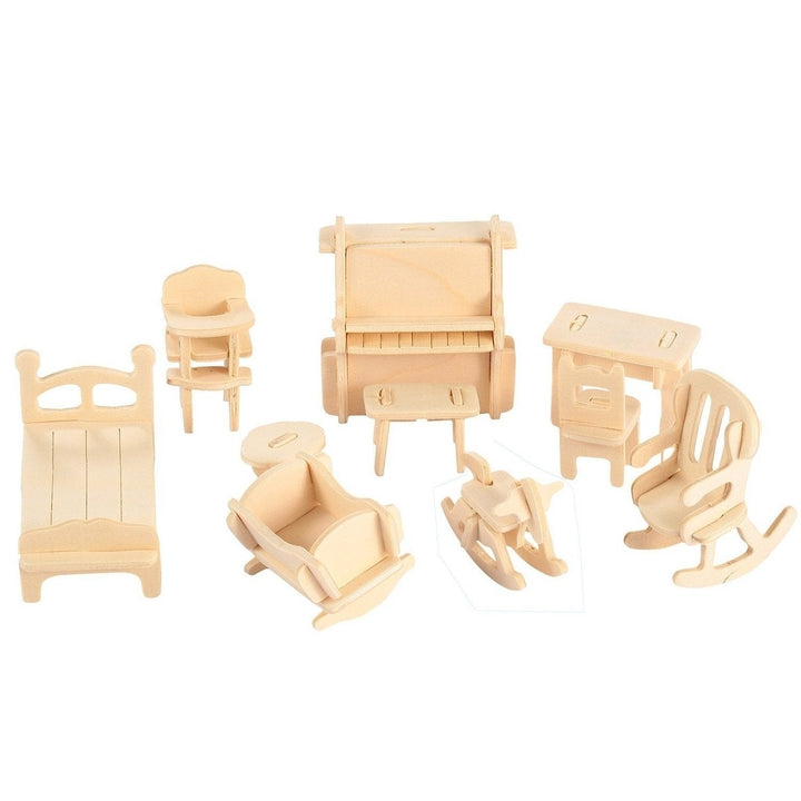 3D Wooden Dollhouse Furniture Puzzles Image 2