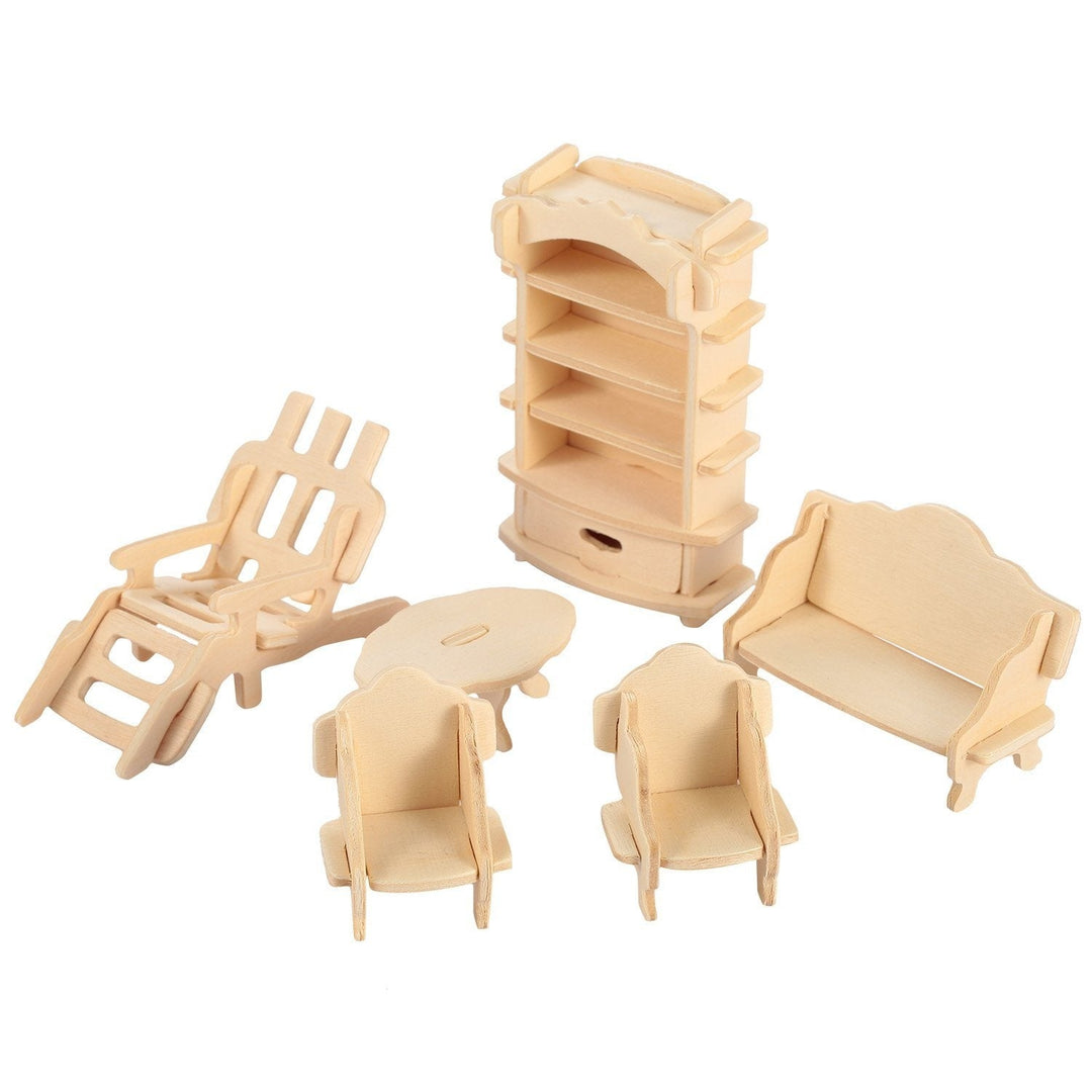 3D Wooden Dollhouse Furniture Puzzles Image 3