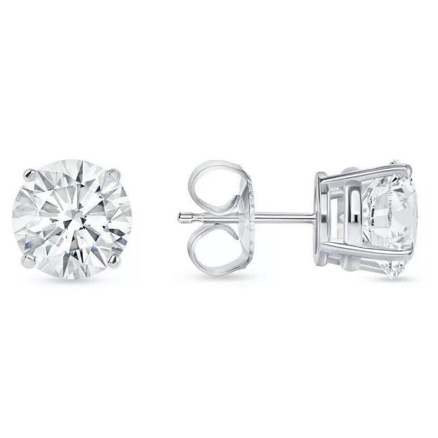 4 Ct Round Cut FL/D Lab Created White Sapphire Stud Earrings 14K White Gold Image 2