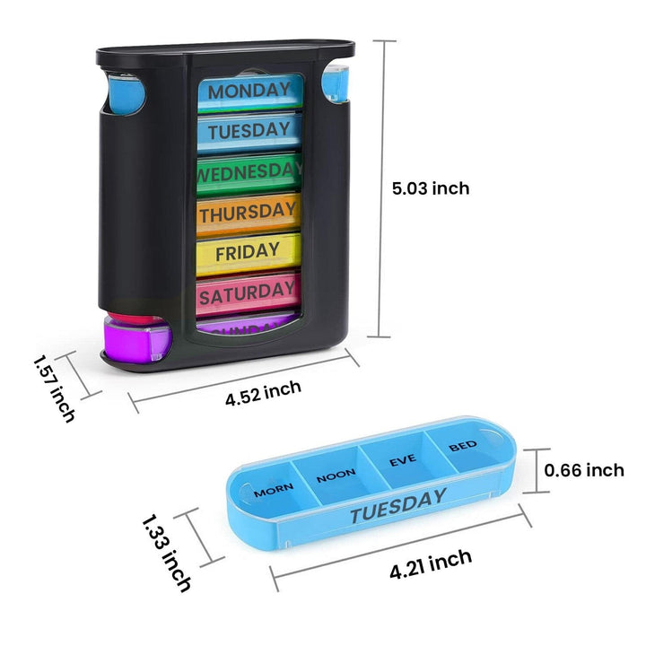 4 Times A Day Black 7 Day Stackable Daily Pill And Medicine Organizer Image 3