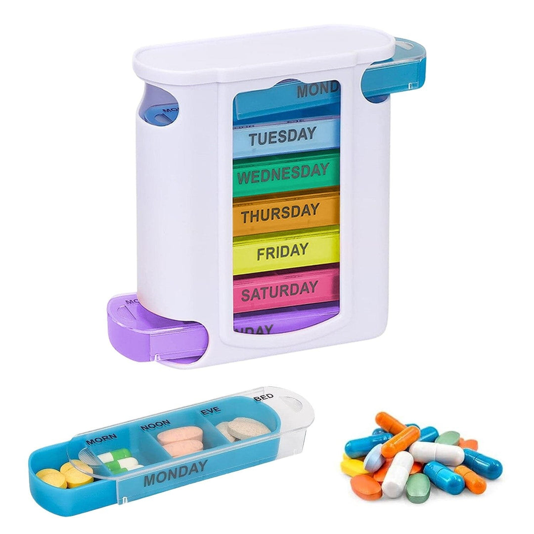 4 Times A Day White 7 Day Stackable Daily Pill And Medicine Organizer White Image 1