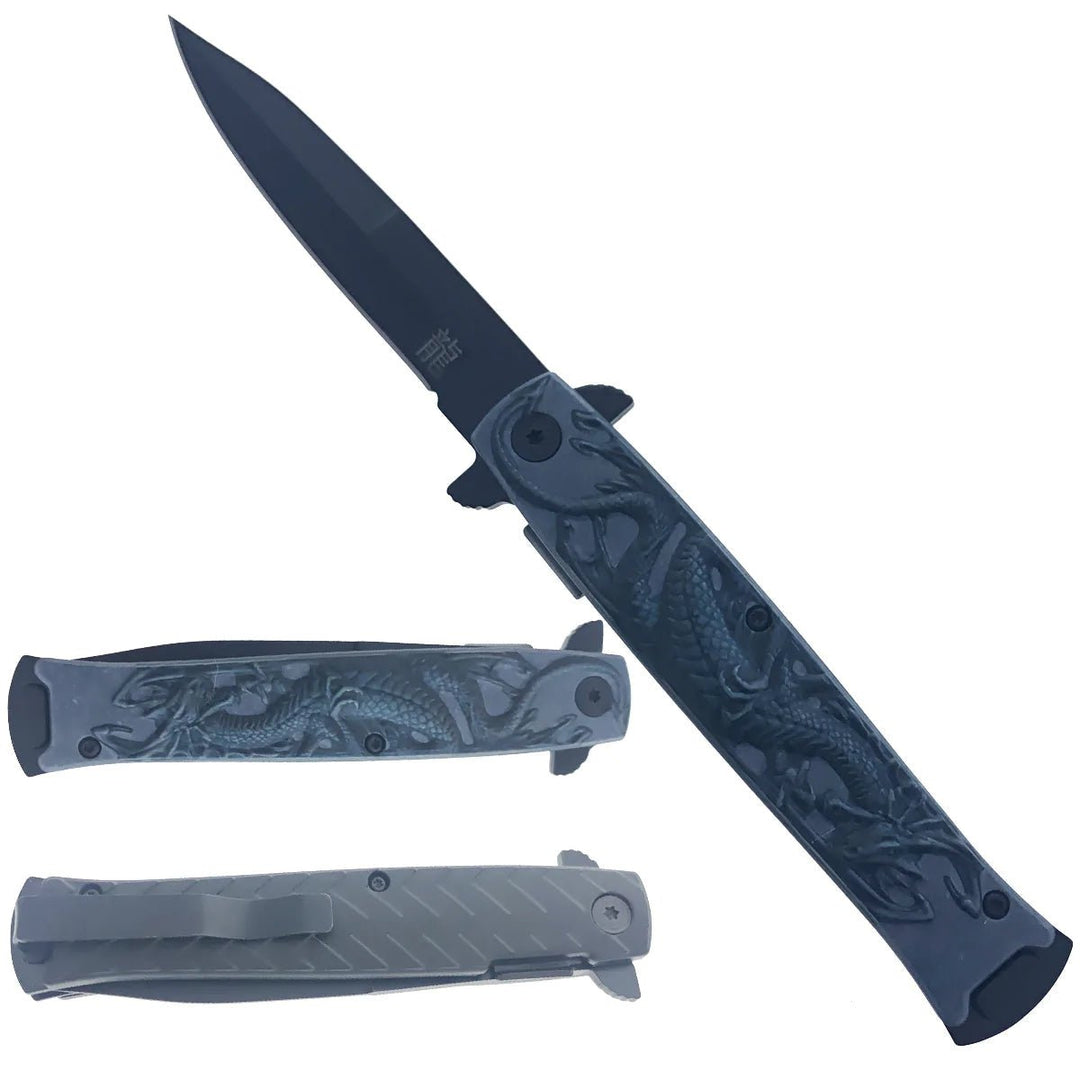 4" Black Dragon Knife with ABS Handle Image 1