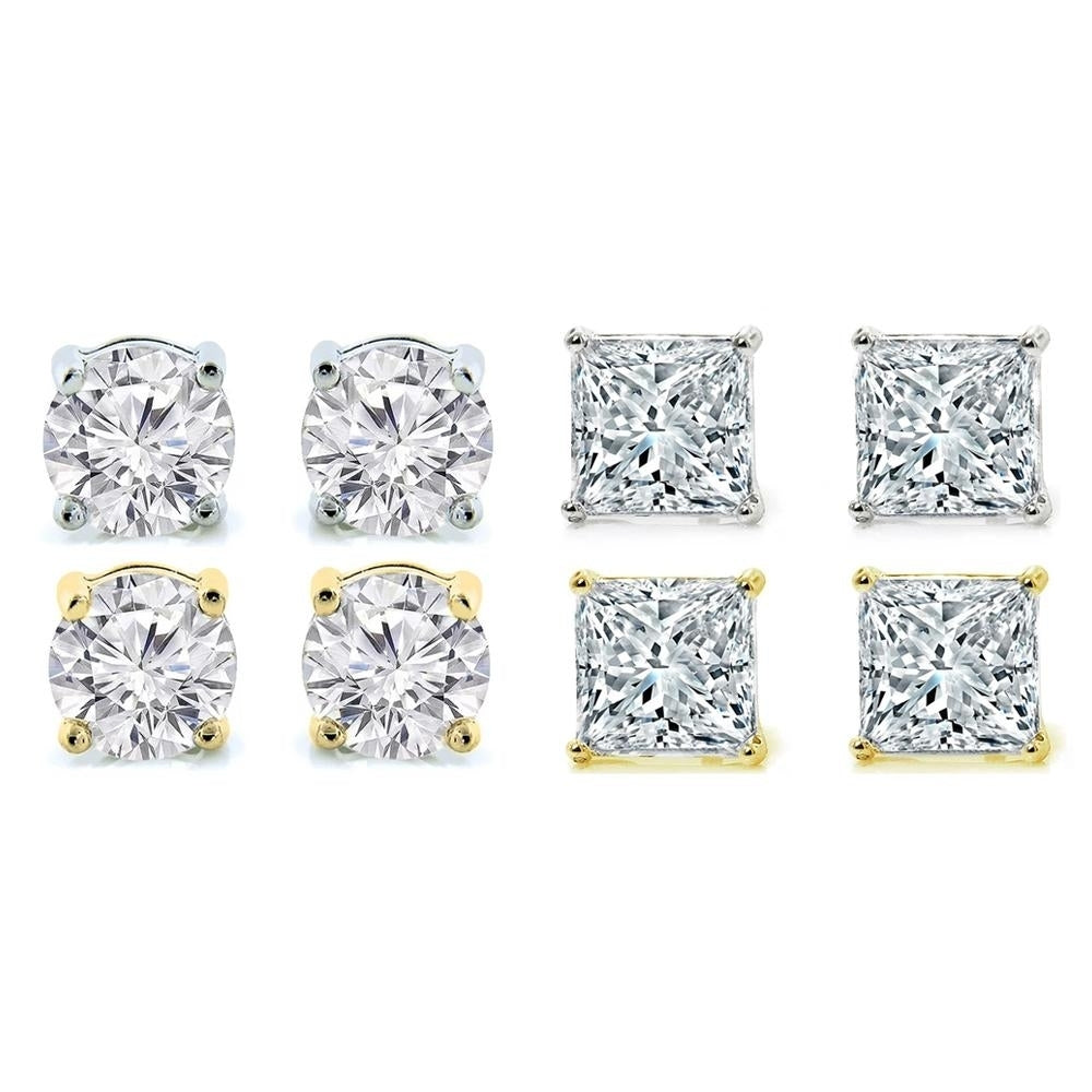 4-Pack: Crystal Stud Earrings Set Image 1