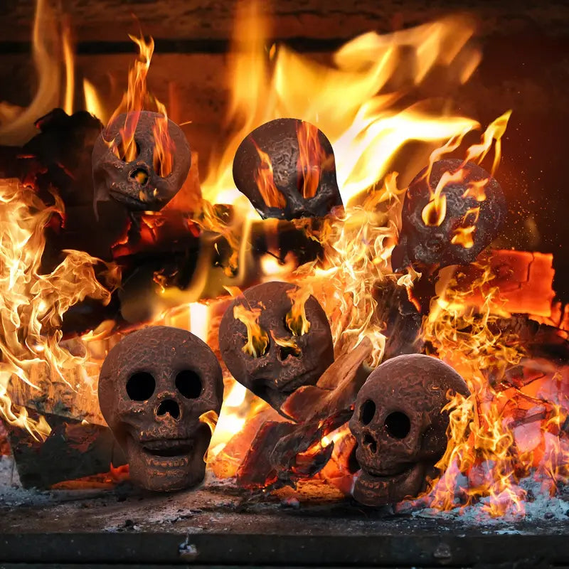 4-Pack: Halloween Fire Pit Skull Ceramic Props Image 1